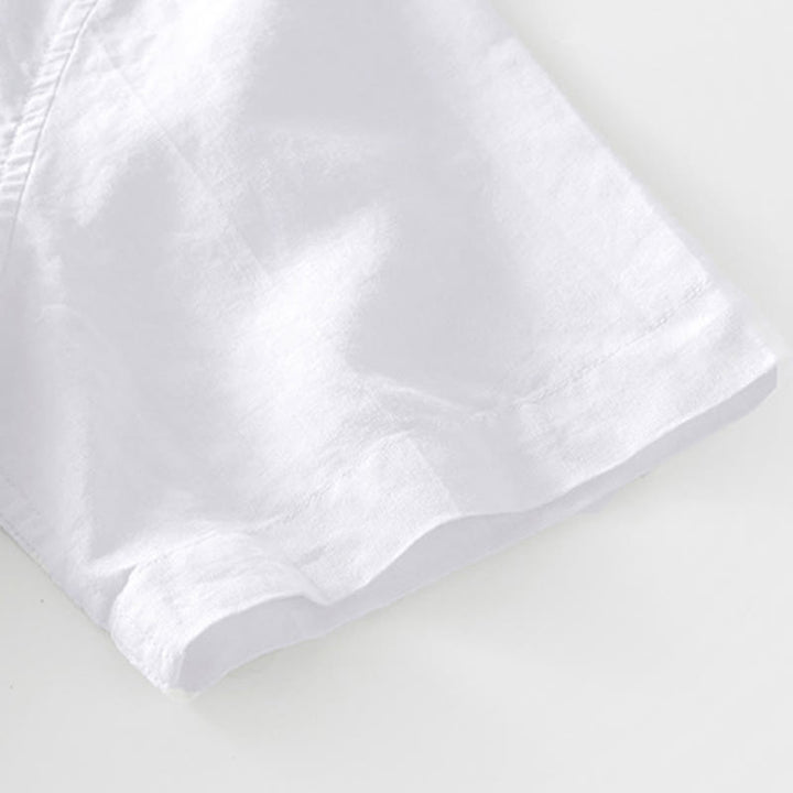Chemise homme à manches courtes en coton et lin avec poches et boutons simples Motif Buddha Stones - image 12