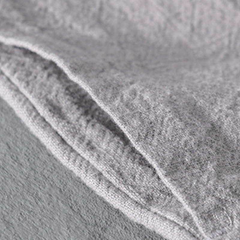 Chemise homme à manches longues en coton et lin, motif Buddha Stones, couleur unie, col montant - image 15
