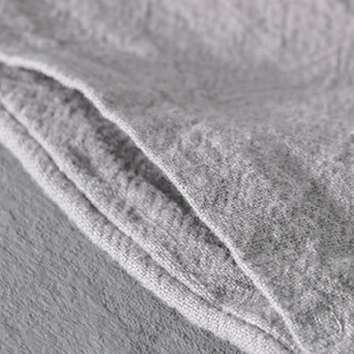 Chemise homme à manches longues en coton et lin, motif Buddha Stones, couleur unie, col montant - image 15