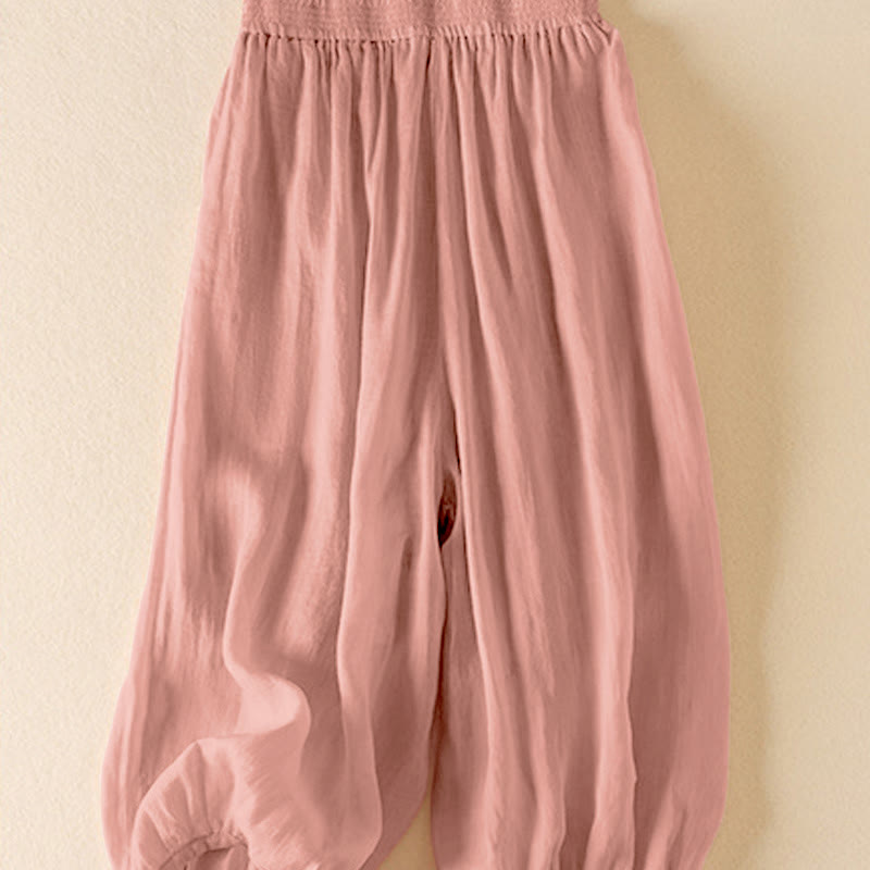 Pantalon court décontracté d'été Buddha Stones pour femme, sarouel double épaisseur en coton et lin avec poches - image 1