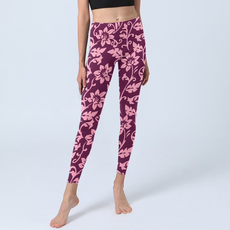 Leggings de sport imprimés Buddha Stones et tournesols roses pour femmes, pantalons de yoga - image 5