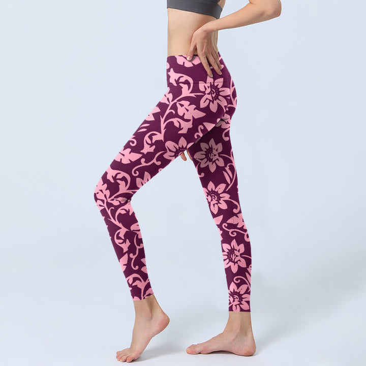 Leggings de sport imprimés Buddha Stones et tournesols roses pour femmes, pantalons de yoga - image 3