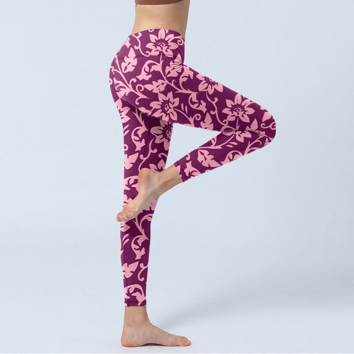 Leggings de sport imprimés Buddha Stones et tournesols roses pour femmes, pantalons de yoga - image 4
