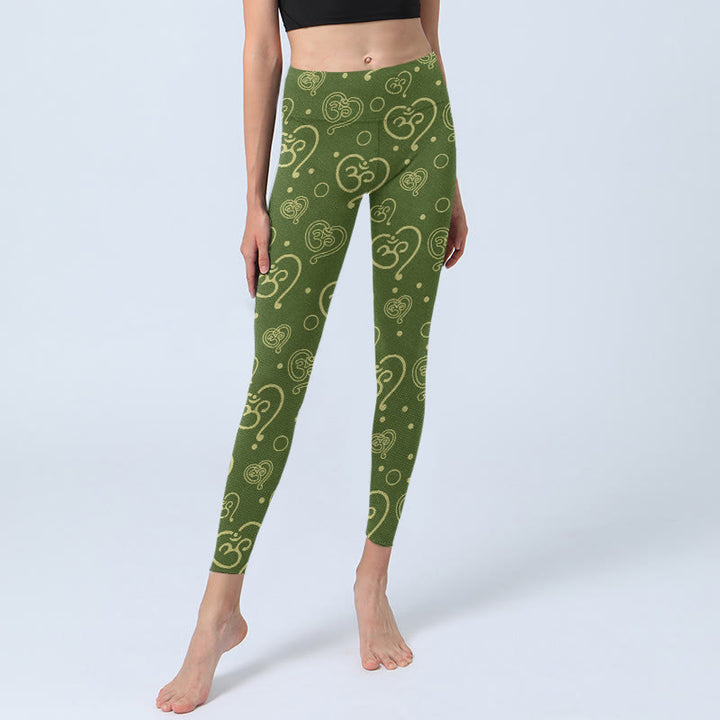 Leggings de sport imprimés Buddha Stones Love Heart et symbole OM pour femmes, pantalons de yoga - image 5