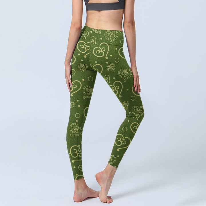 Leggings de sport imprimés Buddha Stones Love Heart et symbole OM pour femmes, pantalons de yoga - image 4