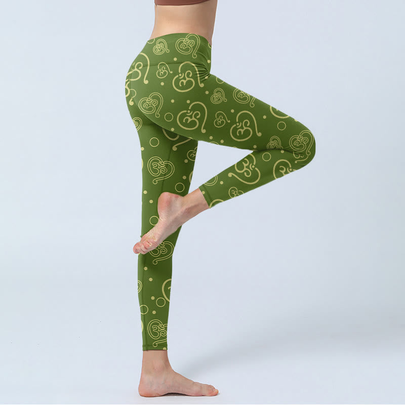 Leggings de sport imprimés Buddha Stones Love Heart et symbole OM pour femmes, pantalons de yoga - image 3