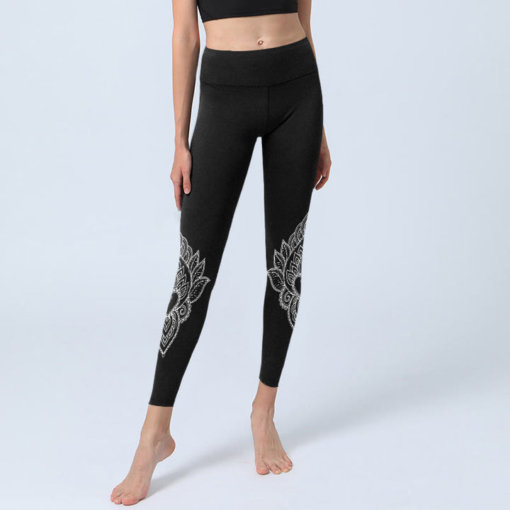 Leggings de sport à imprimé fleurs et pétales en forme de cœur, Buddha Stones, pantalons de yoga pour femmes - image 6