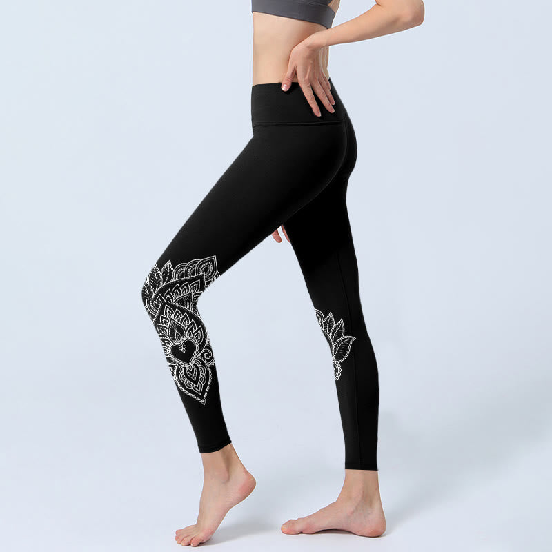 Leggings de sport à imprimé fleurs et pétales en forme de cœur, Buddha Stones, pantalons de yoga pour femmes - image 3