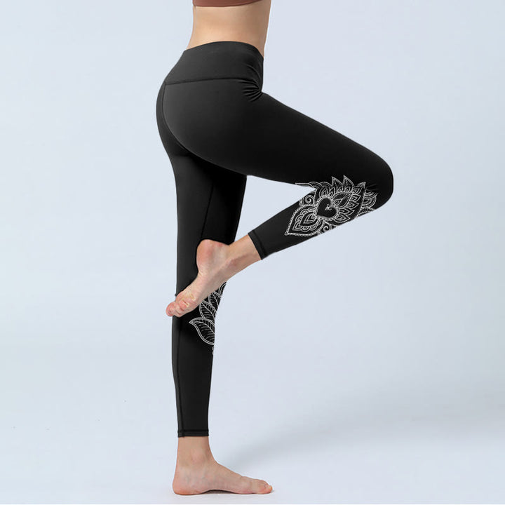 Leggings de sport à imprimé fleurs et pétales en forme de cœur, Buddha Stones, pantalons de yoga pour femmes - image 4