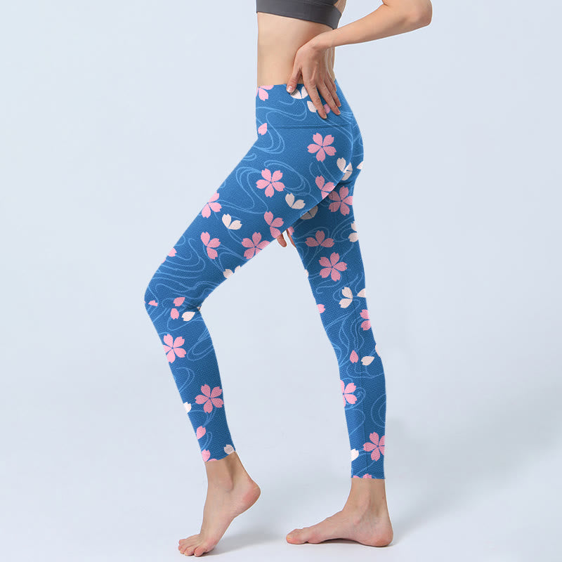 Leggings de sport imprimés Buddha Stones et fleurs de cerisier roses pour femme - image 3