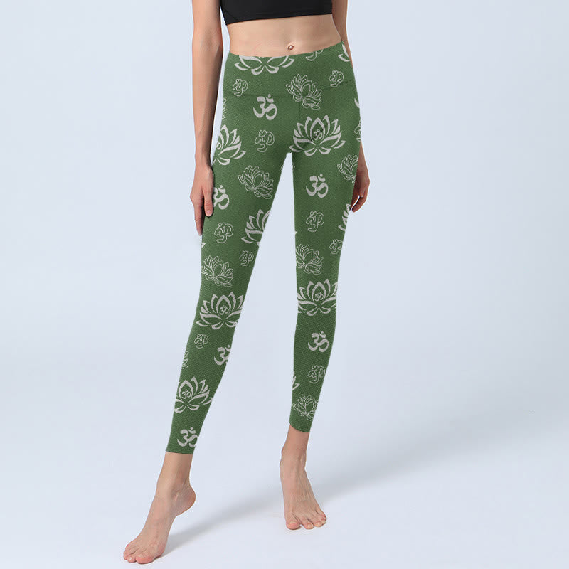 Leggings de sport imprimés Buddha Stones, fleur de lotus et symbole OM, pantalons de yoga pour femmes - image 6