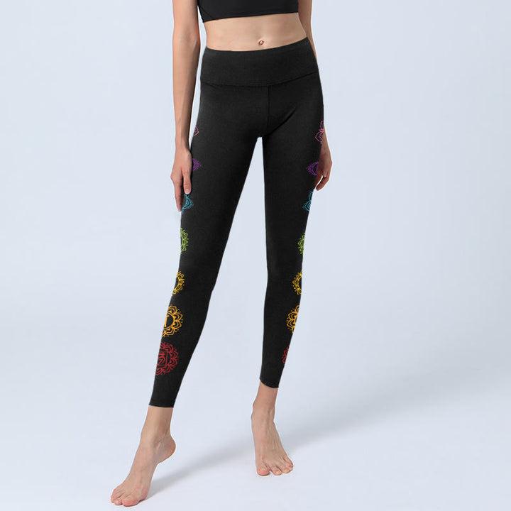 Leggings de sport imprimés Buddha Stones, symbole OM, caractères sanskrits, pantalons de yoga pour femmes - image 5