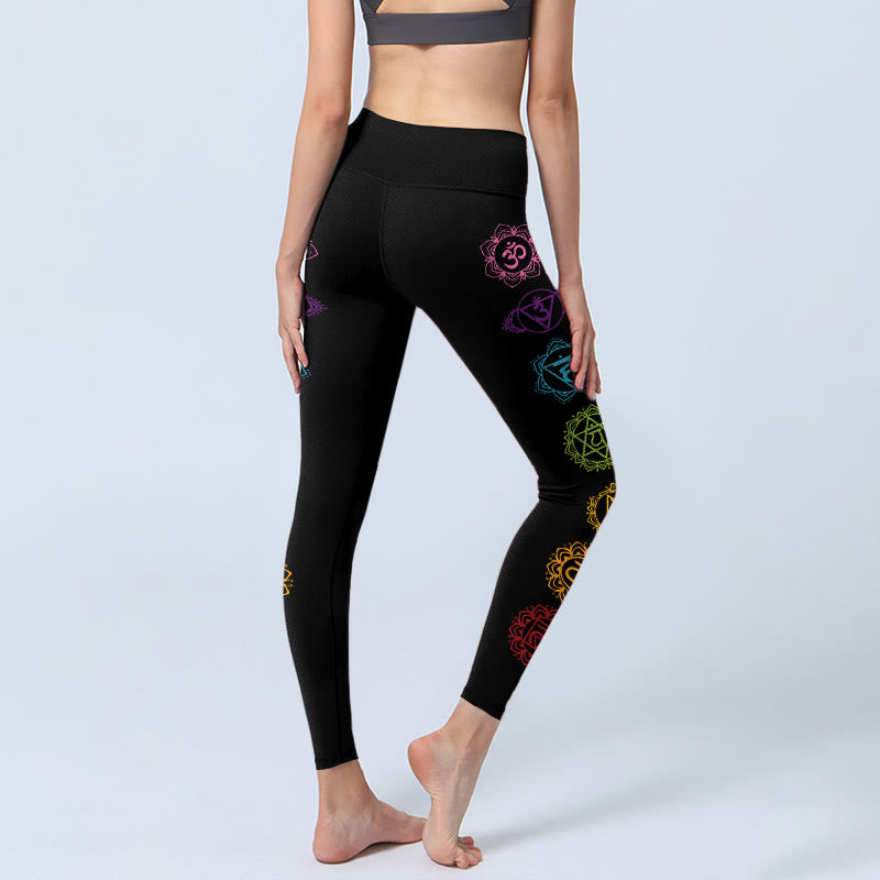 Leggings de sport imprimés Buddha Stones, symbole OM, caractères sanskrits, pantalons de yoga pour femmes - image 5