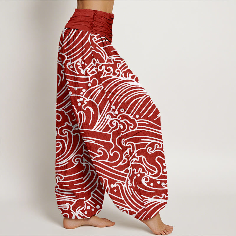 Pantalon sarouel à taille élastique pour femme, motif vagues et Buddha Stones - image 6