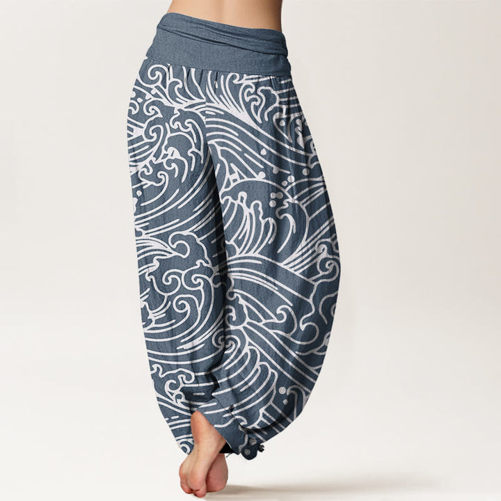 Pantalon sarouel à taille élastique pour femme, motif vagues et Buddha Stones - image 9