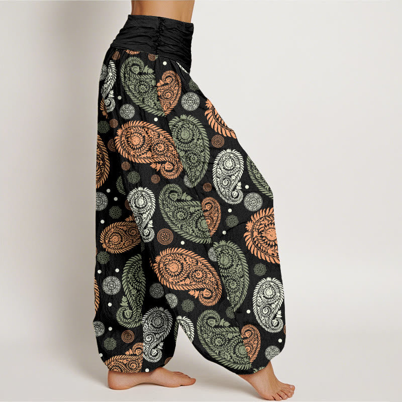 Pantalon sarouel à taille élastique pour femme, motif Buddha Stones, cajou, feuilles, vignes, tournesols - image 2