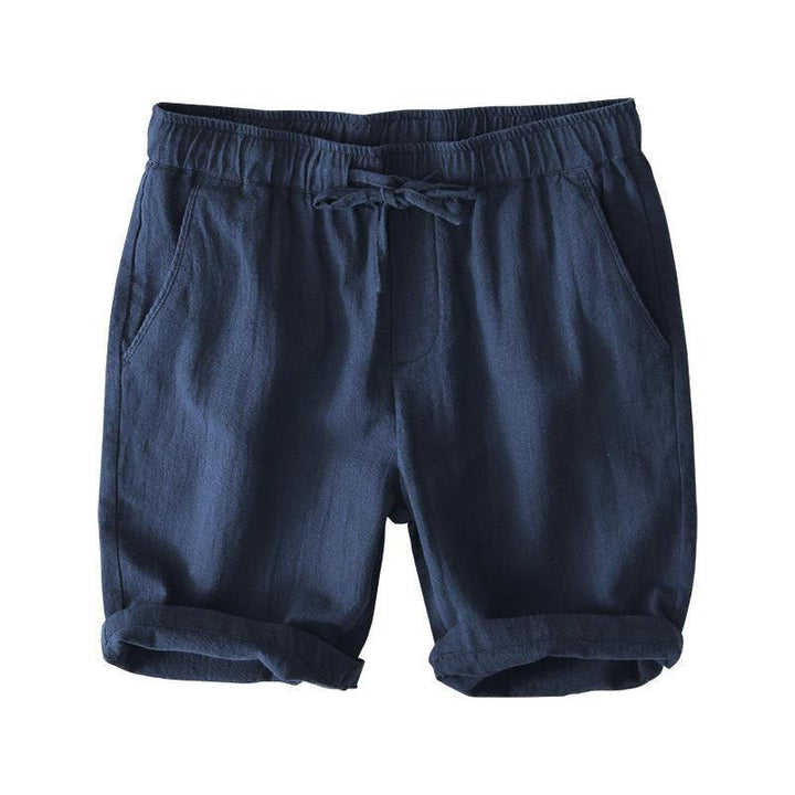 Short d'été en coton et lin pour homme, couleur unie, Buddha Stones cordon de serrage et taille élastique, avec poches - image 32