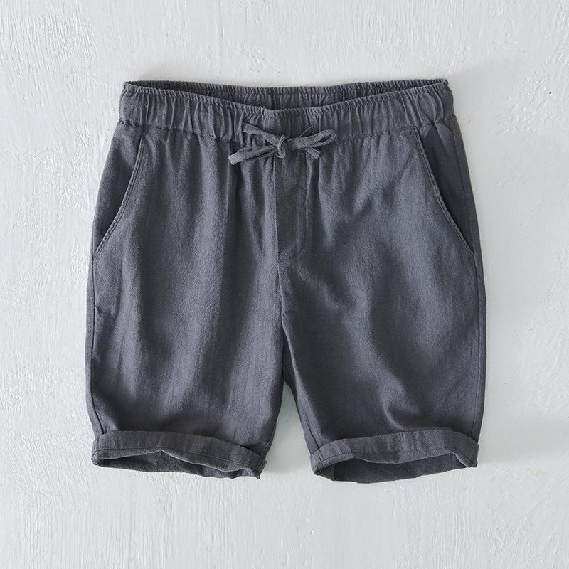 Short d'été pour homme en ramie, lin et coton, couleur unie, avec cordon de serrage et taille élastique, orné de Buddha Stones et doté de poches. - Gris ardoise clair - US/UK/AU44，EU54 (4XL) - image 16