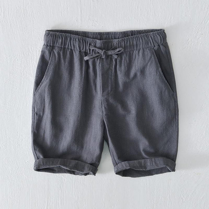 Short d'été pour homme en ramie, lin et coton, couleur unie, avec cordon de serrage et taille élastique, orné de Buddha Stones et doté de poches. - Gris ardoise clair - US/UK/AU44，EU54 (4XL) - image 16