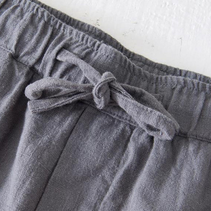 Short d'été pour homme en ramie, lin et coton, couleur unie, avec cordon de serrage et taille élastique, orné de Buddha Stones et doté de poches. - image 17