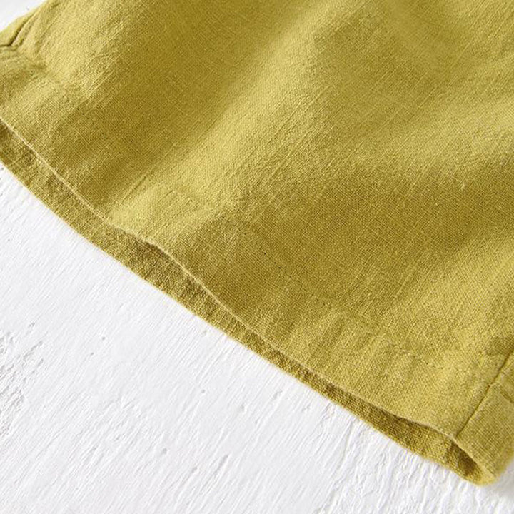 Short d'été pour homme en ramie, lin et coton, couleur unie, avec cordon de serrage et taille élastique, orné de Buddha Stones et doté de poches. - image 15