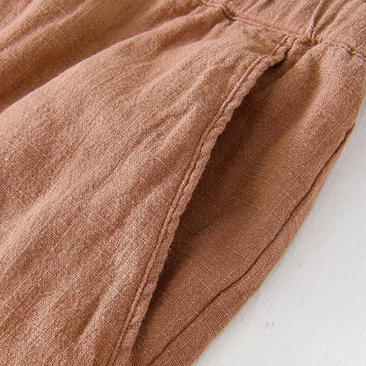 Short d'été pour homme en ramie, lin et coton, couleur unie, avec cordon de serrage et taille élastique, orné de Buddha Stones et doté de poches. - image 36