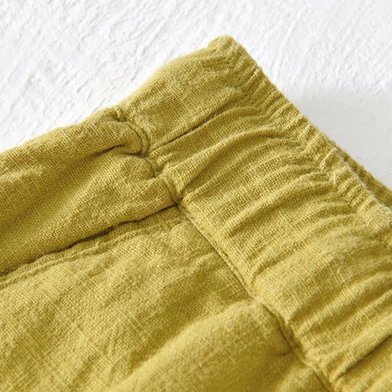 Short d'été pour homme en ramie, lin et coton, couleur unie, avec cordon de serrage et taille élastique, orné de Buddha Stones et doté de poches. - image 13