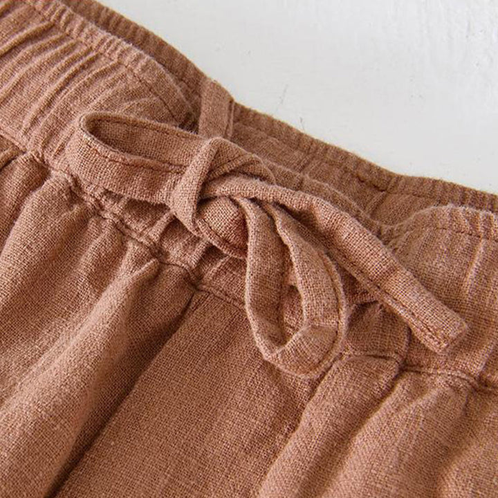 Short d'été pour homme en ramie, lin et coton, couleur unie, avec cordon de serrage et taille élastique, orné de Buddha Stones et doté de poches. - image 34