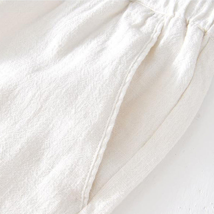 Short d'été pour homme en ramie, lin et coton, couleur unie, avec cordon de serrage et taille élastique, orné de Buddha Stones et doté de poches. - image 8