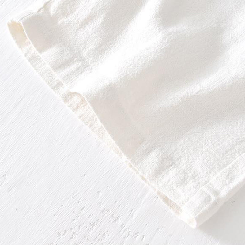 Short d'été pour homme en ramie, lin et coton, couleur unie, avec cordon de serrage et taille élastique, orné de Buddha Stones et doté de poches. - image 9