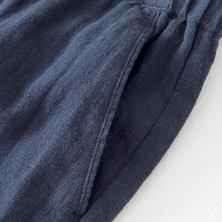 Short d'été pour homme en ramie, lin et coton, couleur unie, avec cordon de serrage et taille élastique, orné de Buddha Stones et doté de poches. - image 30
