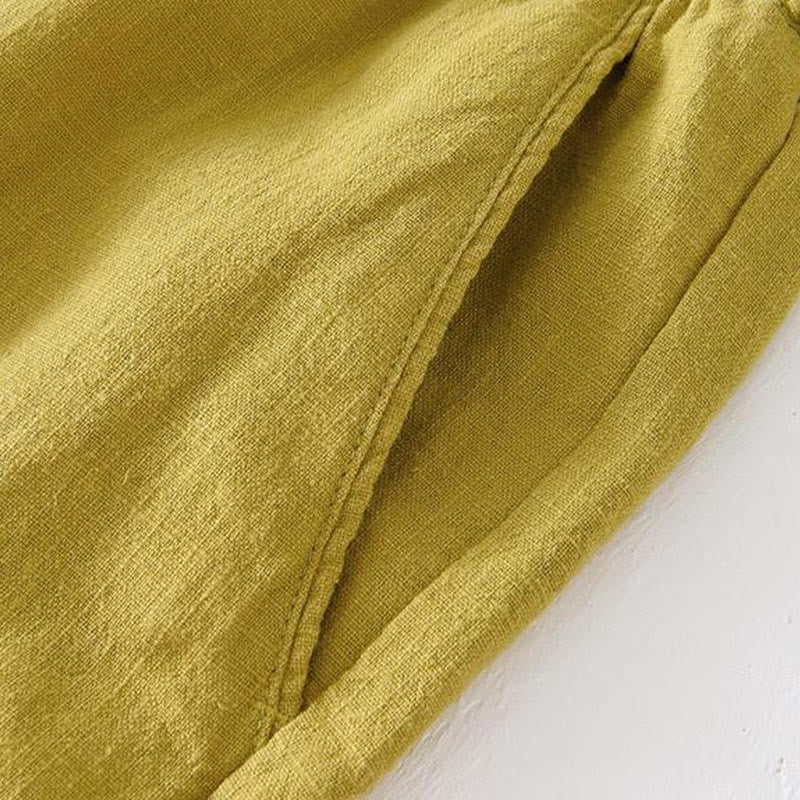 Short d'été pour homme en ramie, lin et coton, couleur unie, avec cordon de serrage et taille élastique, orné de Buddha Stones et doté de poches. - image 14