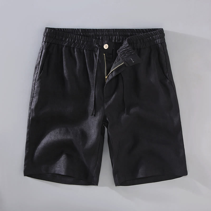 Short d'été en lin pour homme avec poches et cordon de serrage, couleur unie, motif Buddha Stones - Noir - US/UK/AU42，EU52 (3XL) - image 11
