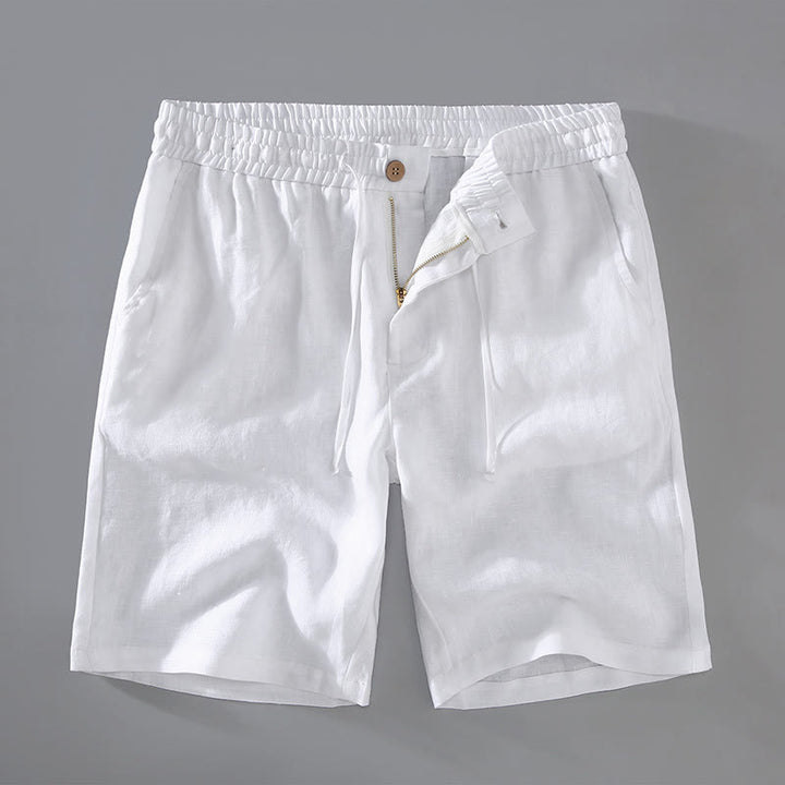 Short d'été en lin pour homme avec poches et cordon de serrage, couleur unie, motif Buddha Stones - Blanc - US/UK/AU42，EU52 (3XL) - image 2