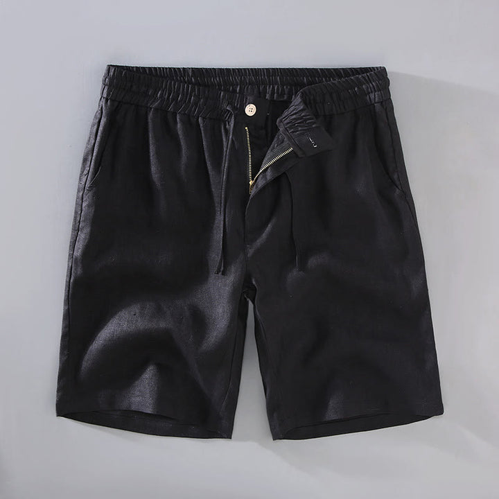 Short d'été en lin pour homme avec poches et cordon de serrage, couleur unie, motif Buddha Stones - Noir - US/UK/AU42，EU52 (3XL) - image 10