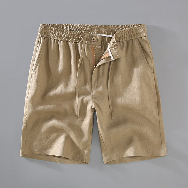 Short d'été en lin pour homme avec poches et cordon de serrage, couleur unie, motif Buddha Stones - Verge d'or - US/UK/AU42，EU52 (3XL) - image 1