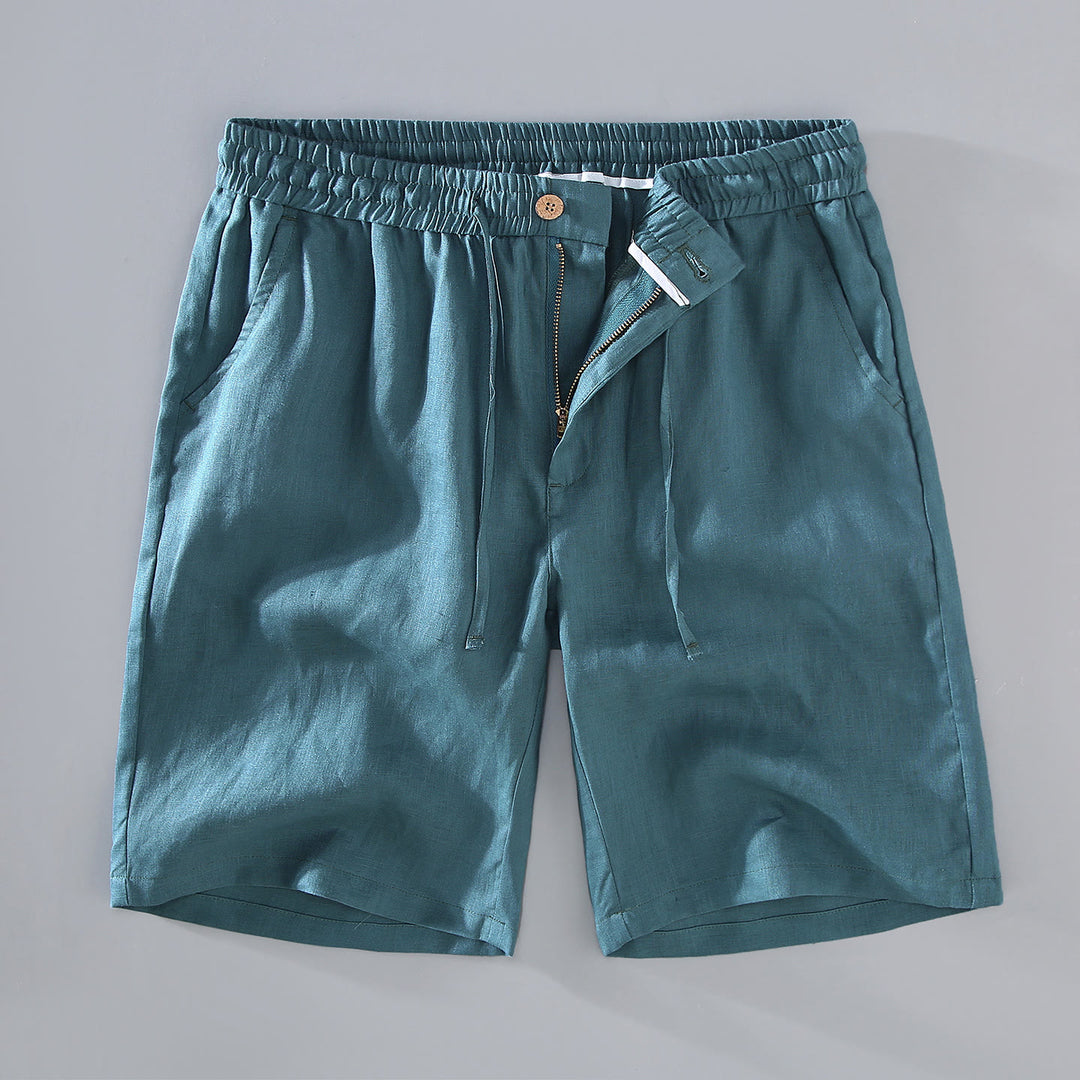 Short d'été en lin pour homme avec poches et cordon de serrage, couleur unie, motif Buddha Stones - Cyan foncé - US/UK/AU42，EU52 (3XL) - image 12
