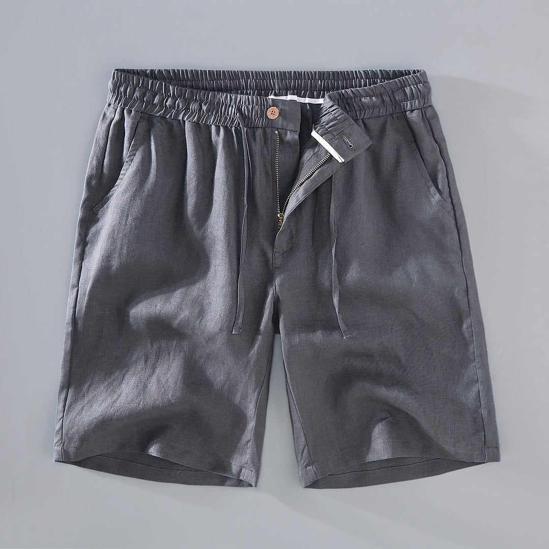 Short d'été en lin pour homme avec poches et cordon de serrage, couleur unie, motif Buddha Stones - DimGray - US/UK/AU42，EU52 (3XL) - image 13