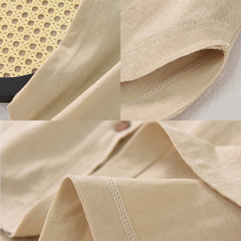 Chemise femme à manches courtes et col montant en coton avec boutons vintage et Buddha Stones - image 19