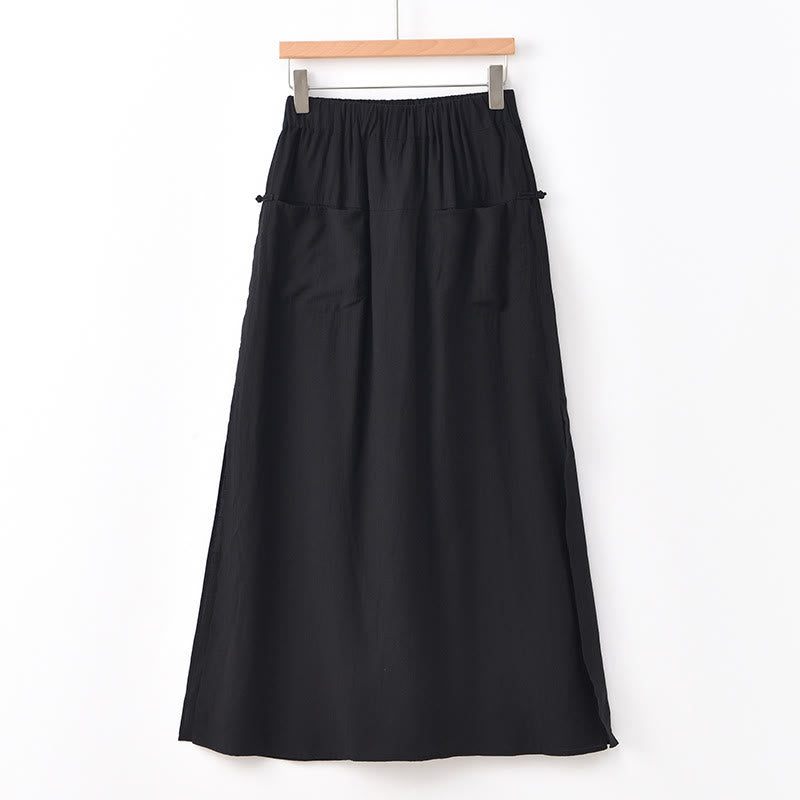 Jupe-pantalon à ourlet fendu et poches pour femme, couleur unie, motif Buddha Stones - Noir - US8-10，UK/AU12-14，EU40-42 (2XL) - image 22