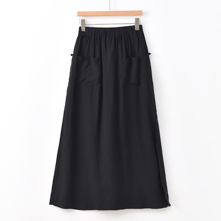 Jupe-pantalon à ourlet fendu et poches pour femme, couleur unie, motif Buddha Stones - Noir - US8-10，UK/AU12-14，EU40-42 (2XL) - image 22