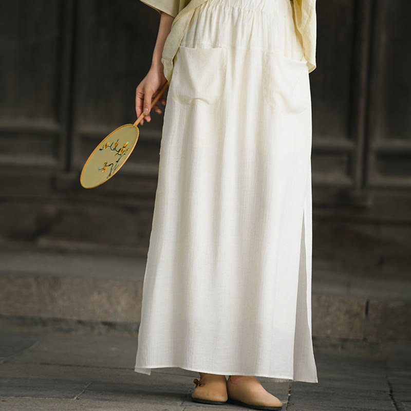 Jupe-pantalon à ourlet fendu et poches pour femme, couleur unie, motif Buddha Stones - image 6