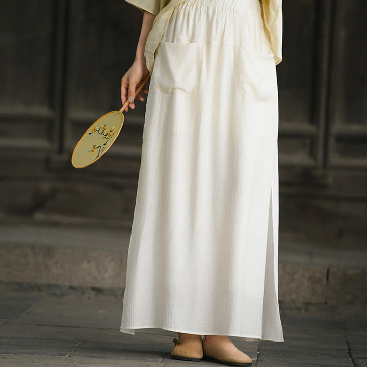 Jupe-pantalon à ourlet fendu et poches pour femme, couleur unie, motif Buddha Stones - image 6