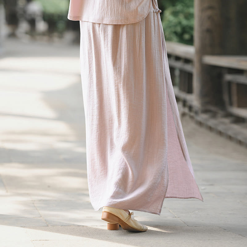 Jupe-pantalon à ourlet fendu et poches pour femme, couleur unie, motif Buddha Stones - image 16
