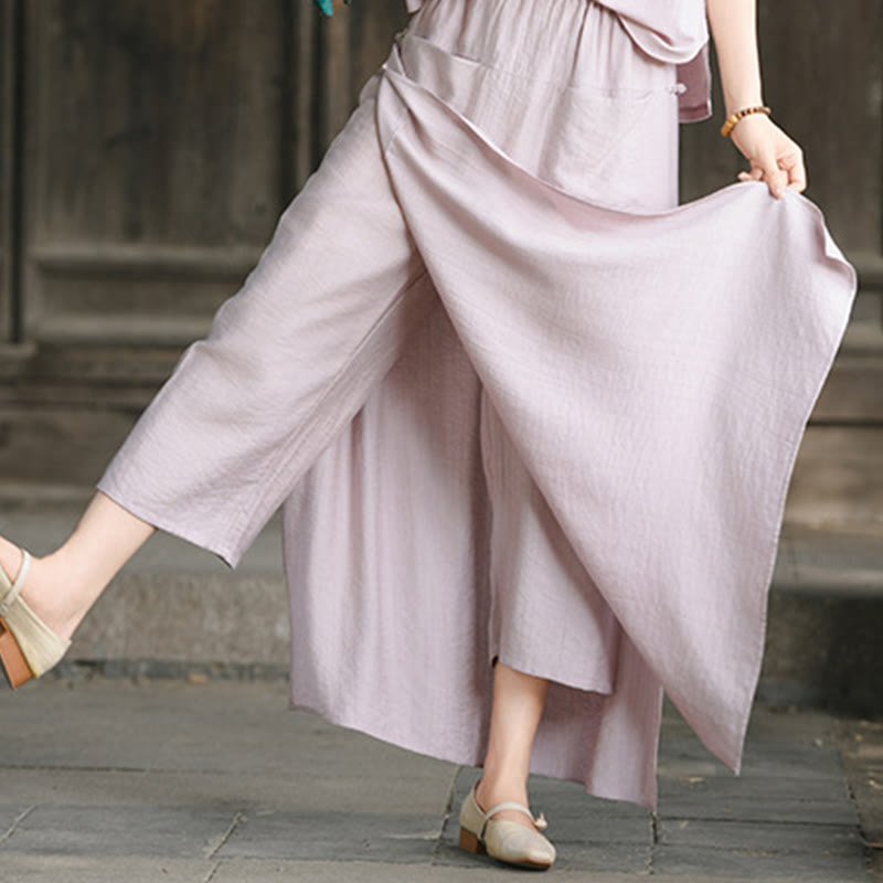 Jupe-pantalon à ourlet fendu et poches pour femme, couleur unie, motif Buddha Stones - image 13