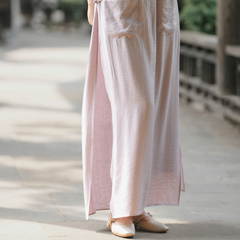 Jupe-pantalon à ourlet fendu et poches pour femme, couleur unie, motif Buddha Stones - image 19