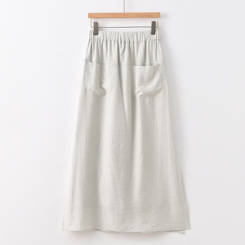 Jupe-pantalon à ourlet fendu et poches pour femme, couleur unie, motif Buddha Stones - Lin - US8-10，UK/AU12-14，EU40-42 (2XL) - image 21