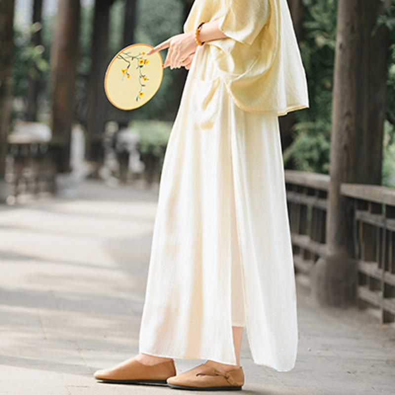 Jupe-pantalon à ourlet fendu et poches pour femme, couleur unie, motif Buddha Stones - image 3