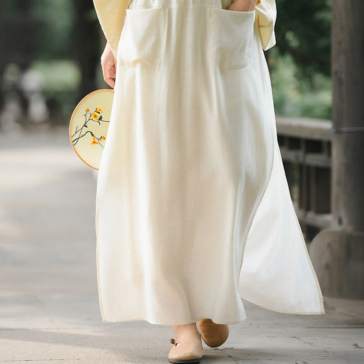 Jupe-pantalon à ourlet fendu et poches pour femme, couleur unie, motif Buddha Stones - Jaune doré clair - US8-10，UK/AU12-14，EU40-42 (2XL) - image 0