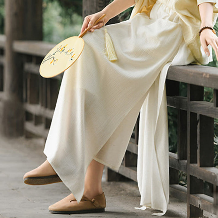 Jupe-pantalon à ourlet fendu et poches pour femme, couleur unie, motif Buddha Stones - image 8